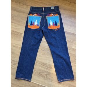 VTG 90s Coogi Jeans Men's 32x34  Blue Denim Mountain Deer Embroidered